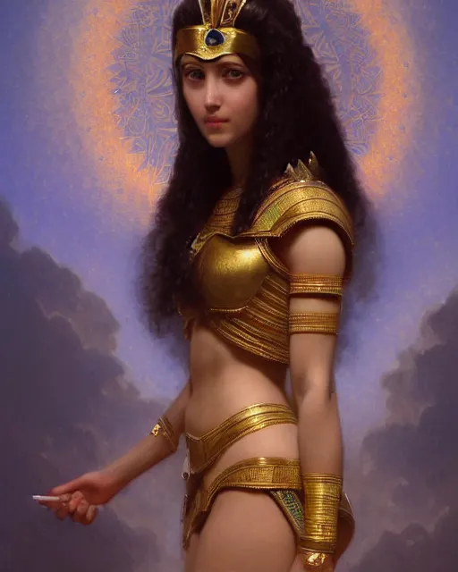 Prompt: Jessica Kahawaty as a beautiful egyptian princess, gorgeous, portrait, powerful, intricate, beautiful, masterpiece, elegant, volumetric lighting, digital painting, highly detailed, artstation, sharp focus, illustration, William-Adolphe Bouguereau, Hajime sorayama, ruan jia