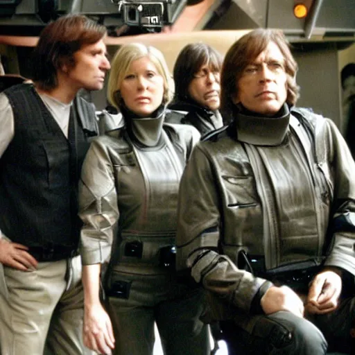 Image similar to battlestar galactica 2 0 0 3, behind the scenes photo