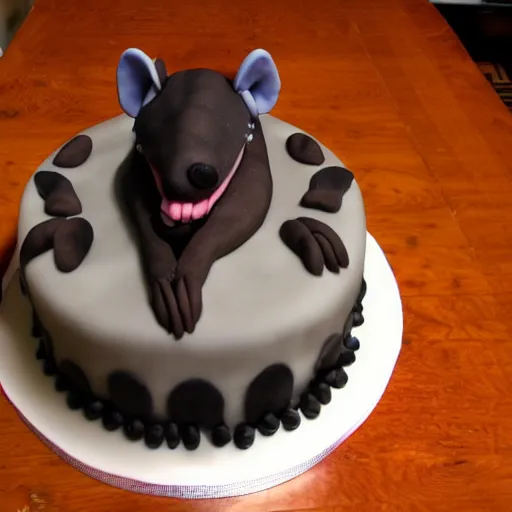 Image similar to birthday cake with hyena sitting on top