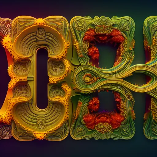 Image similar to ultra detailed scifi design of the the letter A in a generative 3D style, Grotesk font, Graphic Design, uppercase letter, fungal, mycelium, intricate concept art, triadic color scheme, by alphonse mucha and Mandelbrot, octane render, 4k,