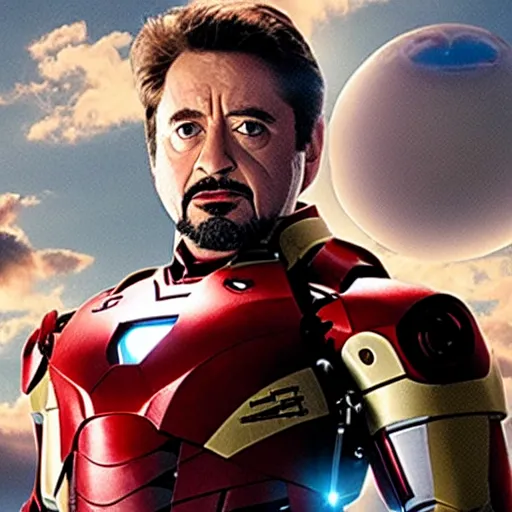 Prompt: a frame from the film iron man, starring john goodman