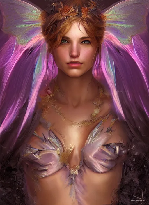 Image similar to digital _ painting _ of _ adult female rave fairy _ by _ filipe _ pagliuso _ and _ justin _ gerard _ symmetric _ fantasy _ crying tsunami _ highly _ detailed _ realistic _ intricate _ port