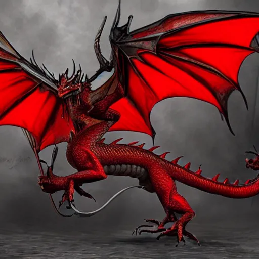 Prompt: red dragon, fantasy, dnd