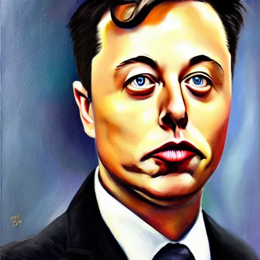 Image similar to Surrealist Portrait painting of Elon Musk, futuristic