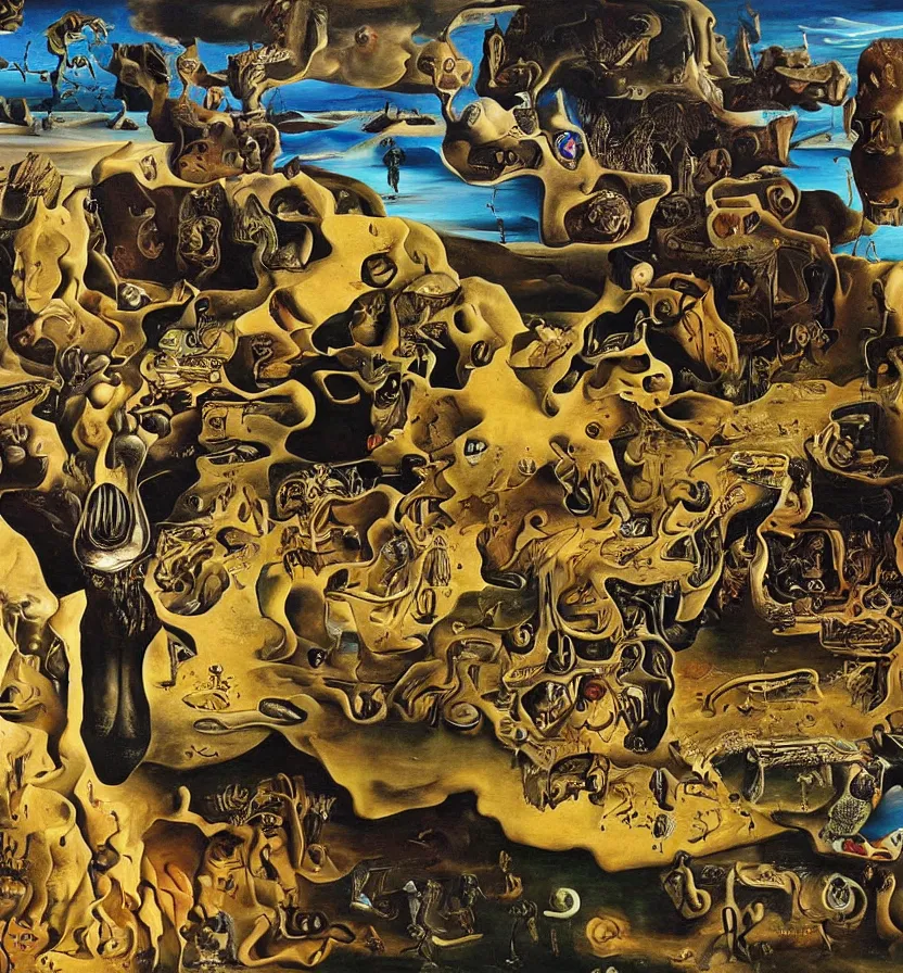 Image similar to the world between death and life, surrealistic extremely detailed painting, by edgar mueller and salvador dali