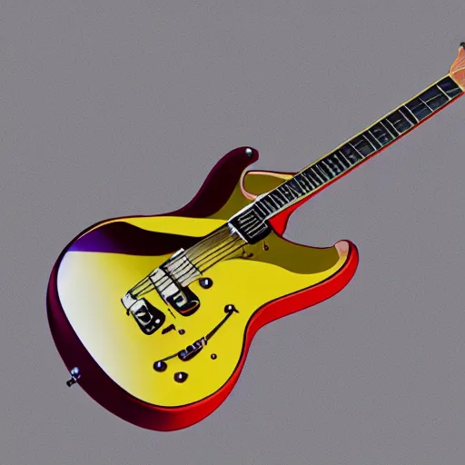 Prompt: a mid century electric guitar from the memphis school of design, concept art.