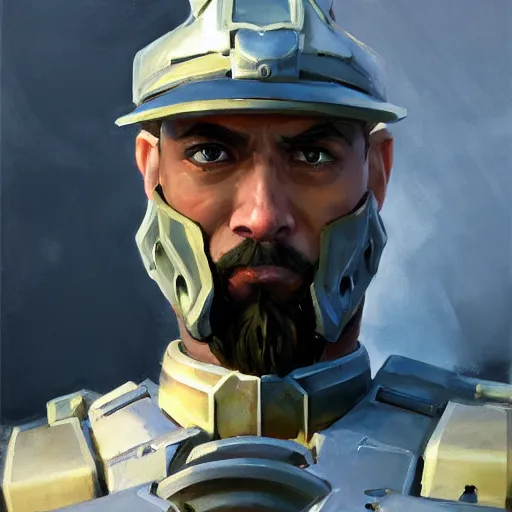 Image similar to greg manchess portrait painting of armored claude monet as overwatch character, medium shot, asymmetrical, profile picture, organic painting, sunny day, matte painting, bold shapes, hard edges, street art, trending on artstation, by huang guangjian, gil elvgren, ruan jia, randy vargas, greg rutkowski