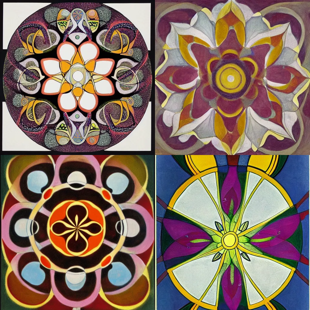 Prompt: flower in the style of hilma af klint and Escher, intricate detail