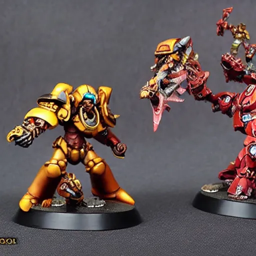 Prompt: metroid ing ingsmasher as warhammer tabletop figurines