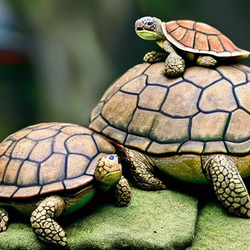 Image similar to a stack of turtles with earth on top