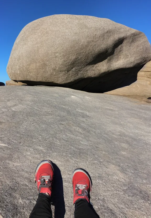 Image similar to tourist photo next to the world's biggest rock, high resolution