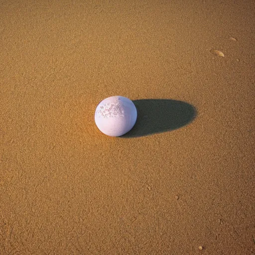 Prompt: a photorealistic orange in the sand, Movie Still, projected to spherical space.