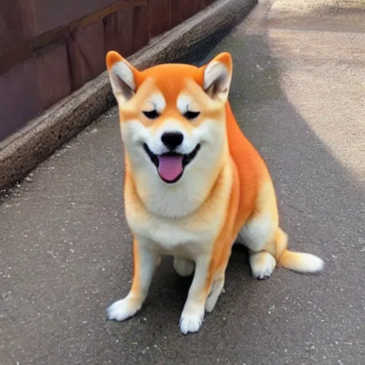 Image similar to shiba inu, making kekw face