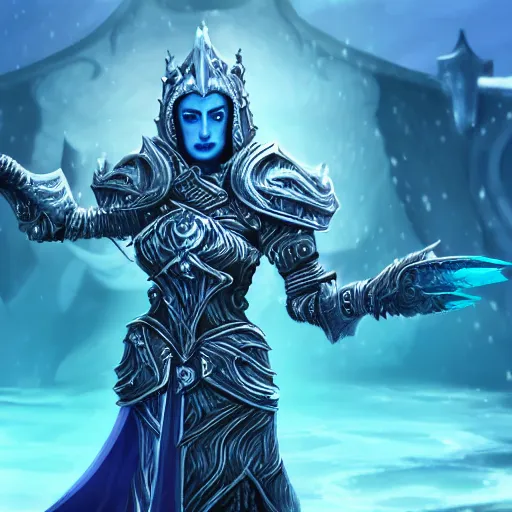 Image similar to female lich king swimming in a pool 4k