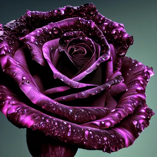 Image similar to award - winning macro of a beautiful black rose made of molten magma and nebulae on black background by harold davis, georgia o'keeffe and harold feinstein, highly detailed, hyper - realistic, fiery texture, inner glow, trending on deviantart, artstation and flickr, nasa space photography, national geographic