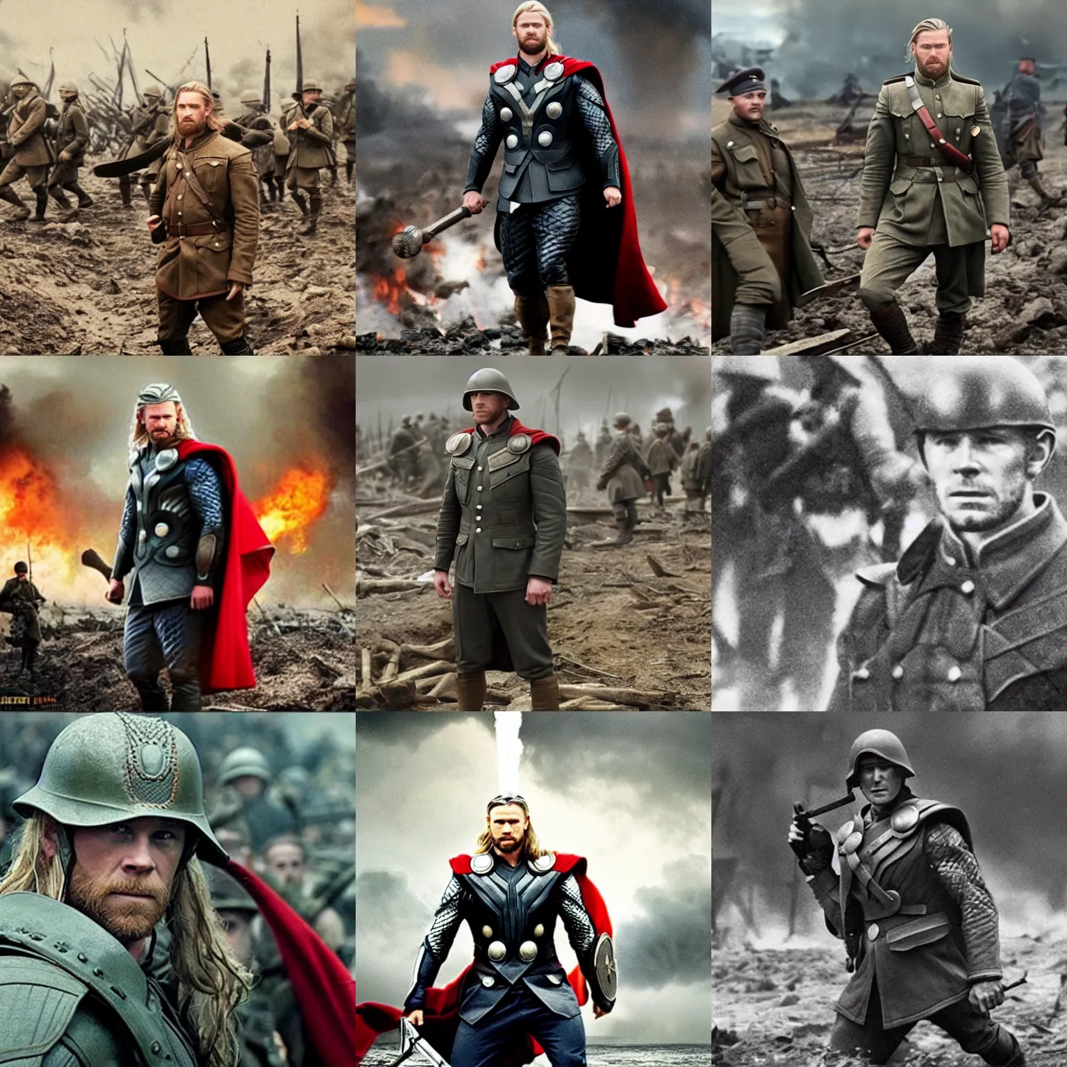 Image similar to Thor behind enemy lines in World War 1, MCU photograph