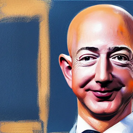 Prompt: painting of Jeff Bezos with very very very long hair hair on his head
