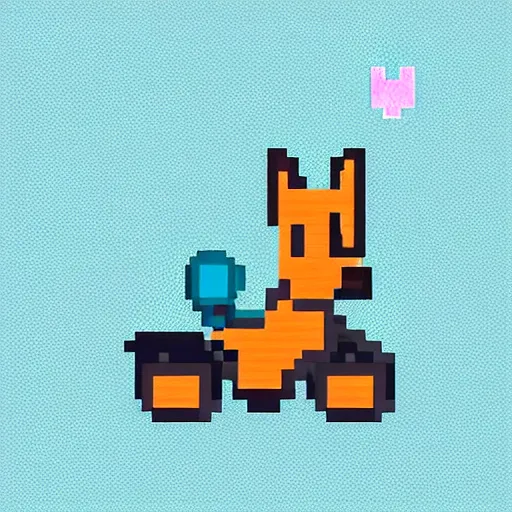 Prompt: pixel art of a corgi riding a scooter, pastel colors, trending on artstation
