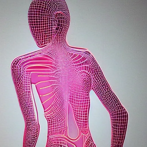 Image similar to 3 d neon art of a womens body, insanely detailed