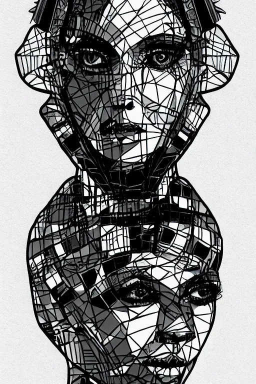 Image similar to cypherpunk fashion illustration, television head, full body, abstract portrait, ultra detailed, fine detail