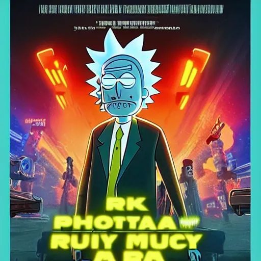 Image similar to rick and morty in the movie poster for blade runner 2 0 4 9 photorealistic 8 k resolution lifelike