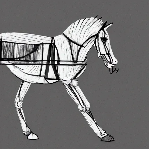 Prompt: a skeleton horse,digital sketch