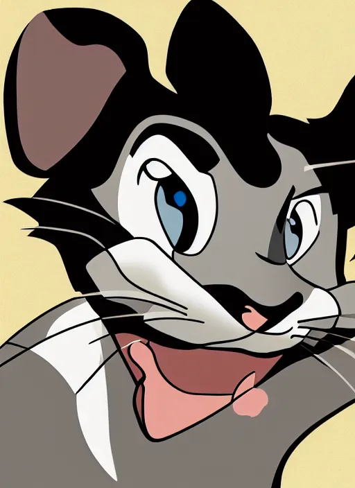 Image similar to Portrait of Christian Bale in the style of cartoon Tom and Jerry. 8k Resolution