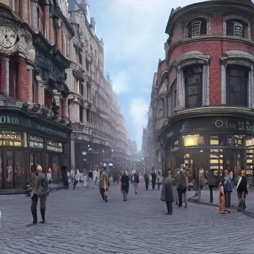 Prompt: 8 k hd detailed octane render of a bustling city street in victorian london