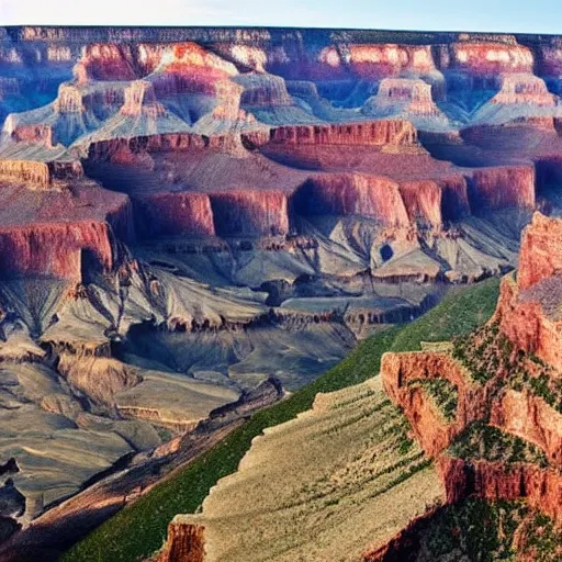 Prompt: the grand canyon with faces in the cliff walls