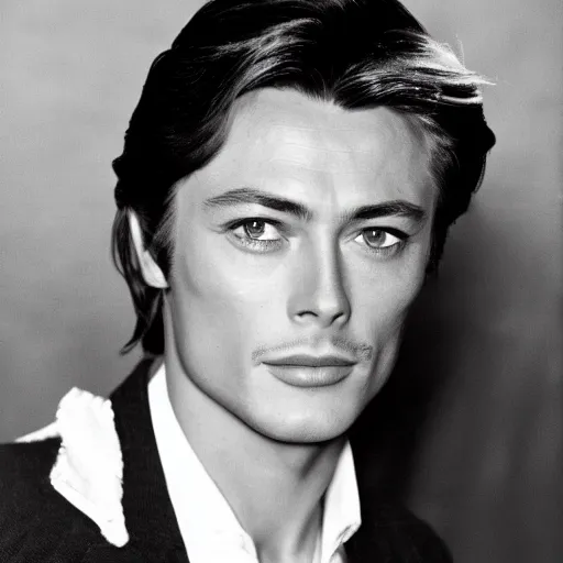 Prompt: alain delon god perfect face coherent by kezie demessance