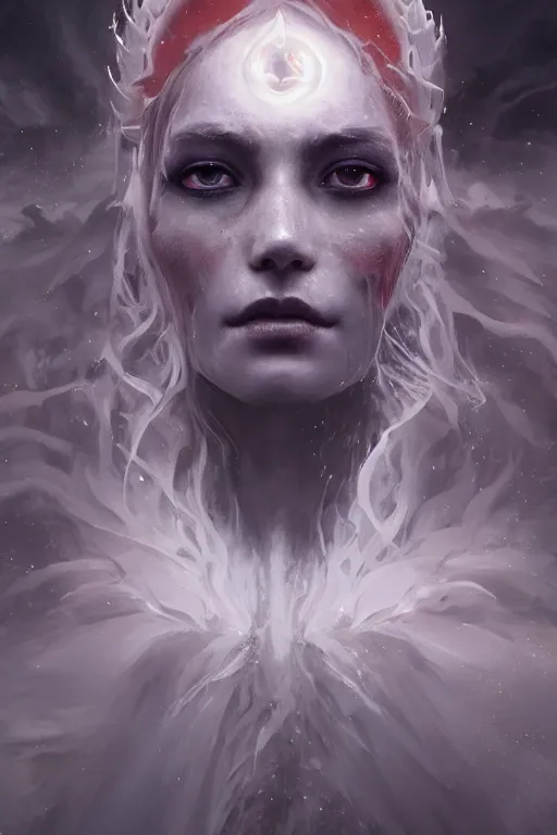 Prompt: a beautiful portrait of celestial Demon women covered in white flames with an intense look on her face by Greg Rutkowski, Sung Choi, Mitchell Mohrhauser, Maciej Kuciara, Johnson Ting, Maxim Verehin, Peter Konig, Bloodborne , 8k photorealistic, cinematic lighting, HD, high details, atmospheric , trending on artstation