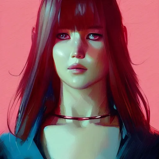 Image similar to jennifer lawrence portrait as manga girl, realistic shaded perfect face, fine details. anime. realistic shaded lighting poster by ilya kuvshinov katsuhiro otomo ghost - in - the - shell, magali villeneuve, artgerm, jeremy lipkin and michael garmash and rob rey