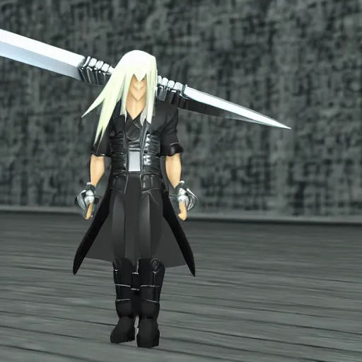 Image similar to a still of sephiroth from final fantasy vil ( 1 9 9 7 ) in roblox ( 2 0 0 6 )