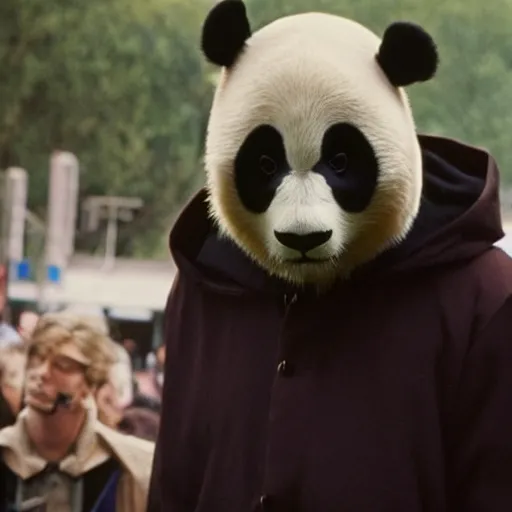 Prompt: eyes wide shut movie cultists in hoods and panda masks