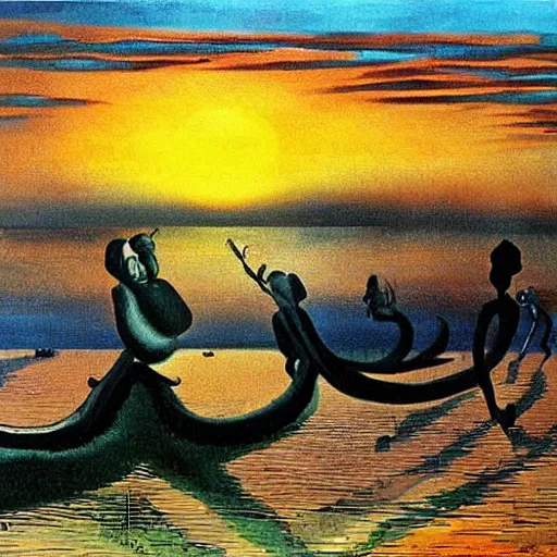 Image similar to dali's painting of sunrise