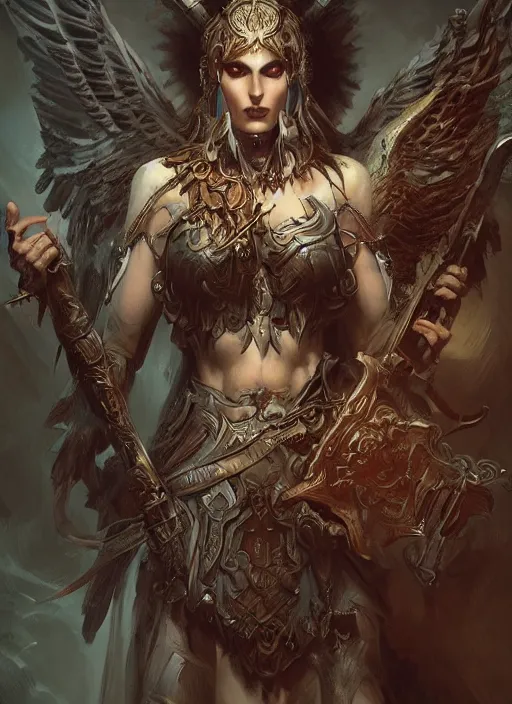 Image similar to digital _ painting _ of _ goddess of death _ by _ filipe _ pagliuso _ and _ justin _ gerard _ symmetric _ fantasy _ highly _ detailed _ realistic _ intricate _ port