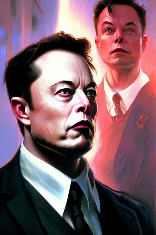 Image similar to elon musk as agent smith from the matrix, realistic portrait, symmetrical, highly detailed, digital painting, artstation, concept art, smooth, sharp focus, illustration, cinematic lighting, art by artgerm and greg rutkowski and alphonse mucha