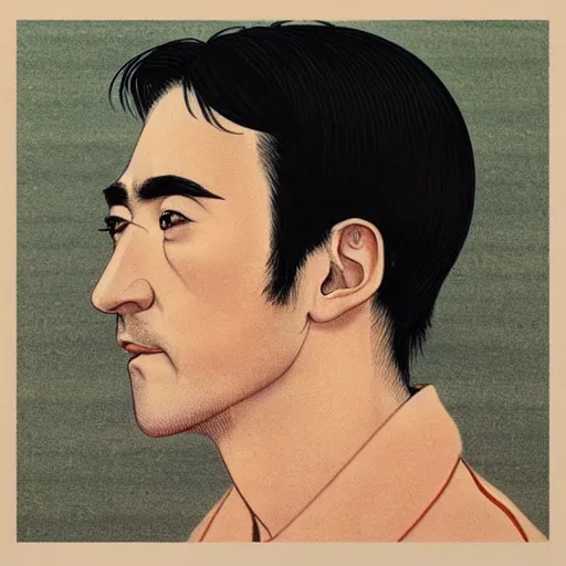 Image similar to “ lee pace portrait by ikenaga yasunari and ayana otake and ko rakusui, 6 0 s poster, drawing, realistic, sharp focus, japanese, dreamy, nostalgia, faded, golden hues, floral clothes ”