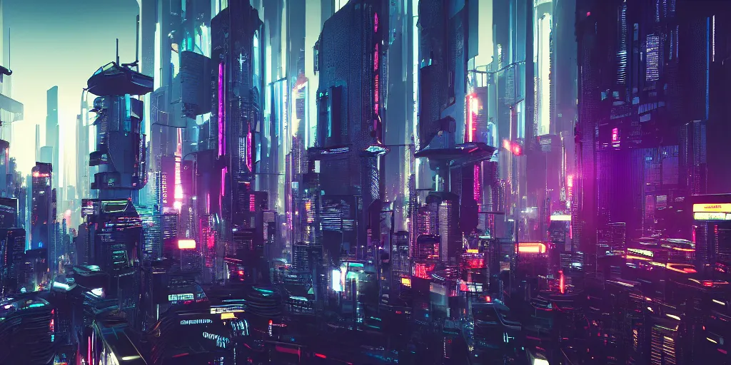 Image similar to cyberpunk city, 4 k resolution, ultra wide angle, wallpaper, trending on artstation ， octane render