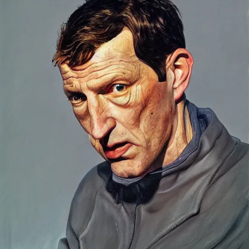 Image similar to high quality high detail painting by lucian freud, hd, portrait of a batman, photorealistic lighting