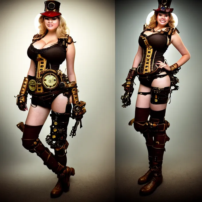 Image similar to full body photograph of kate upton as a steampunk warrior, Extremely detailed. 8k