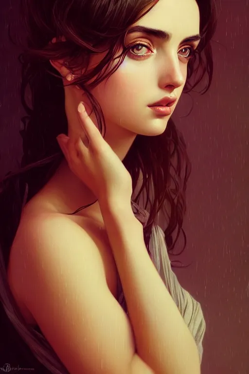 Image similar to a portrait of ana de armas, fantasy, sharp focus, intricate, elegant, digital painting, artstation, matte, highly detailed, concept art, illustration, ambient lighting, art by ilya kuvshinov, artgerm, alphonse mucha, and greg rutkowski