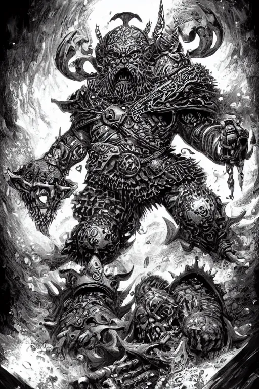 Image similar to chaos dwarf, fantasy, warhammer, highly detailed, digital art, sharp focus, trending on art station, kentaro miura manga art style