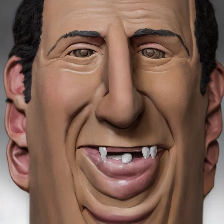 Image similar to beautiful studio photograph of colorful postmodern portrait sculpture of adam sandler toothy smile, beautiful symmetrical face accurate face detailed face realistic proportions, made of watercolor - painted plaster on a pedestal by ron mueck and matthew barney and greg rutkowski, hysterical realism intense cinematic lighting shocking detail 8 k