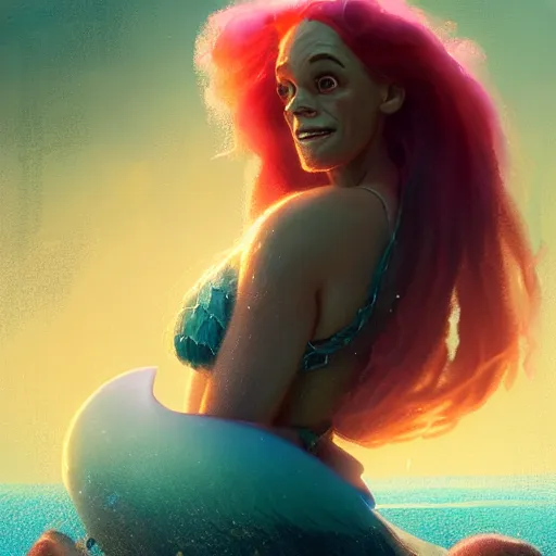 Prompt: portrait of doc brown as arielle the mermaid, disney animation, sharp, illustration, sharp, fanart, anime key art by greg rutkowski, bloom, dramatic lighting sharp focus, cinematic, artbook, smooth, centered