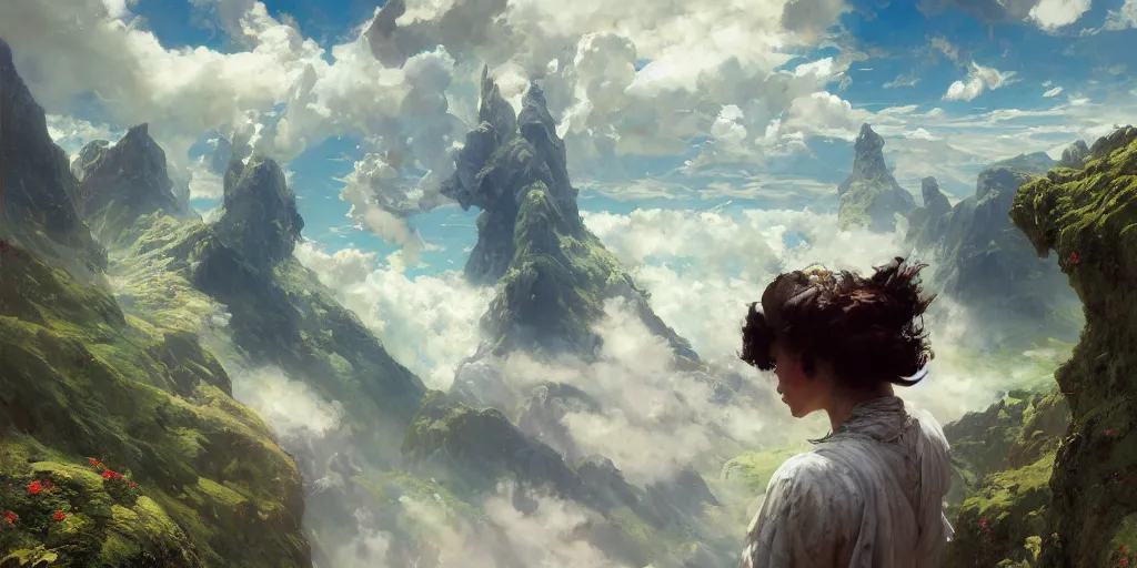 Prompt: bytopia clouds made of green earth inverted upsidedown mountain artstation illustration sharp focus sunlit vista painted by ruan jia raymond swanland lawrence alma tadema zdzislaw beksinski norman rockwell tom lovell alex malveda greg staples