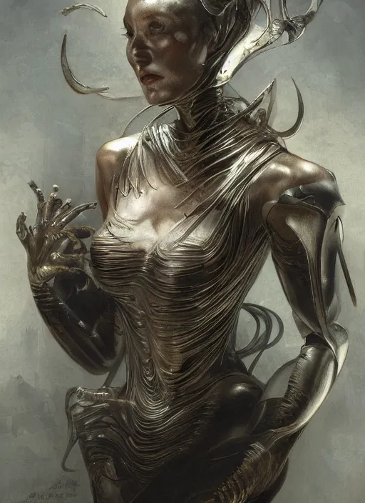 Prompt: metallic, physically accurate, moody dynamic lighting, very very intricate, very very elegant, highly detailed, digital painting, artstation, HR GIGER, Hieronymus Bosch, Francis Bacon, concept art, smooth, very beautiful, sharp focus, illustration, art by artgerm and greg rutkowski and alphonse mucha