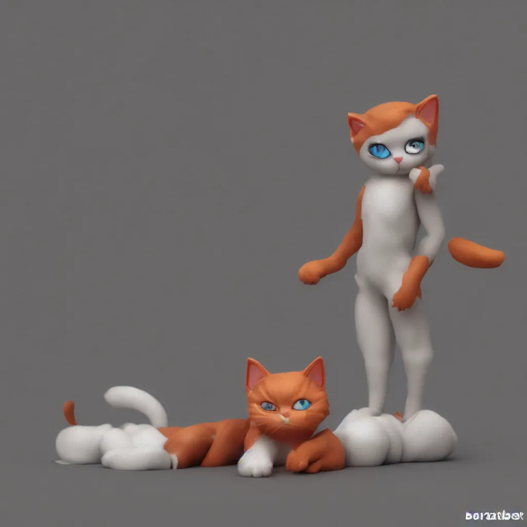 Image similar to chibi cat made from colorful latex - 8 k octane render