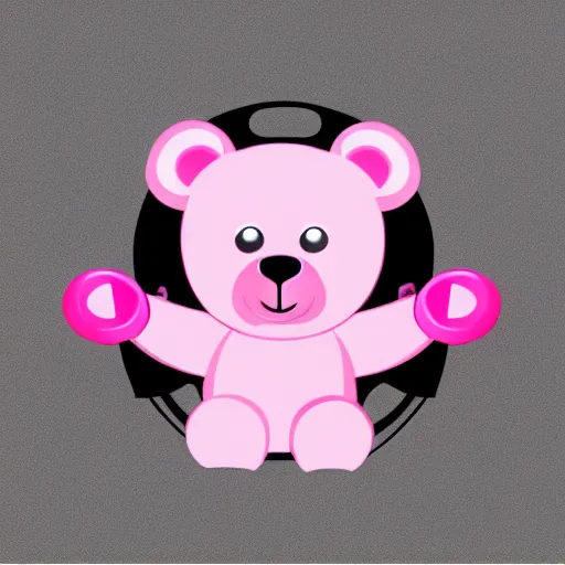 Image similar to a cute pink cuddly bear wearing headphones vector logo