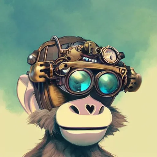 Prompt: a monkey with steampunk googles, by ROSS tran, studio ghibli inspired